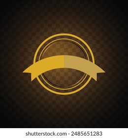 Vector de diseño de Anuncio de neón con cinta de oro. Anuncio redondeado.