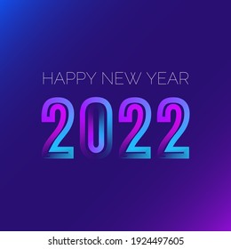 Vector Neon Banner with Text 2022 Happy New Year on Dark Pink and Blue Background. Christmas Poster Design.
