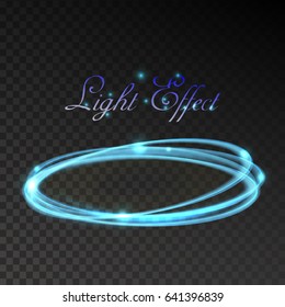 Vector neon blue light circle in motion on transparent background.. Eps10