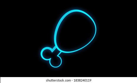 Vector neon chicken leg icon. Line street fast food symbol illustration. Glowing sign for picnic, bbq, cafe, stall. Fried or grilled thigh logo background.