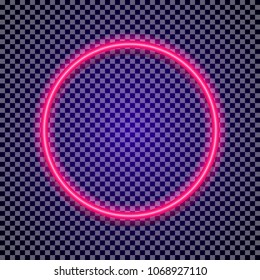 Vector neon circle frame red color on transparent background for shop, cafe, restaurant, banner, promotion, poster party. Bright signboard. 10 eps