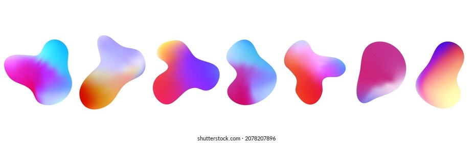 Vector neon design elements. Fluid colorful shapes for trendy vivid design. Abstract liquid blobs for presentation, cover, advertising, website design.