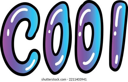 Vector Neon Doodle Style Cool Text Isolated on White Background Social Media and Website Design Element. Isolated Cool Word in Puffy Style. Idea expression hand drawn design element.