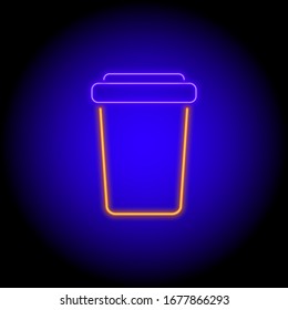 vector neon flat design icon of fastfood coffee cup symbol illustration isolated
