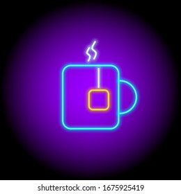 vector neon flat icon of aroma tea cup isolated