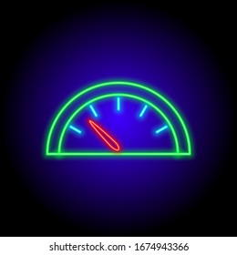 vector neon flat icon of car speedometer isolated