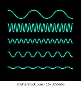vector neon flat icon of wave line amplitude isolated