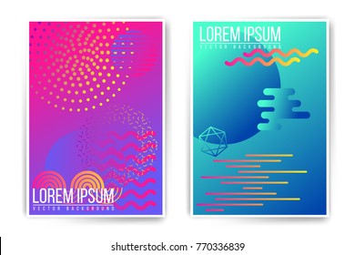 Vector neon fluid abstract poster template. Minimal modern placard, brochure, cover. Trendy colors edition. Easy to modify and add text.