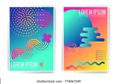 Vector neon fluid abstract poster template. Minimal modern placard, brochure, cover. Trendy colors edition. Easy to modify and add text.