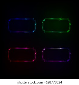 vector neon frame, banner, blue, green, red, violet