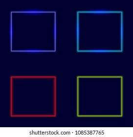 Vector neon frame set. Vector modern neon banner