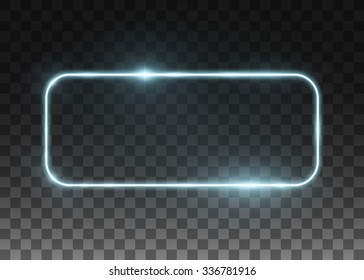 Vector neon frame. Shining rectangle banner. Isolated on black transparent background. Vector illustration, eps 10.