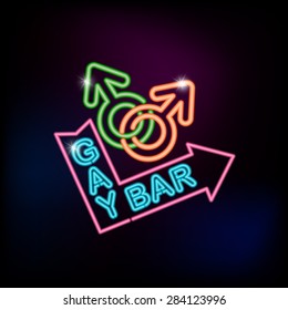 Vector Neon Gay Bar Sign