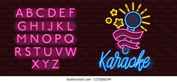 Vector Neon glow banner karaoke bar music