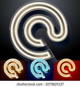 Vector neon glowing Alphabet set. Different colors Font. Symbol