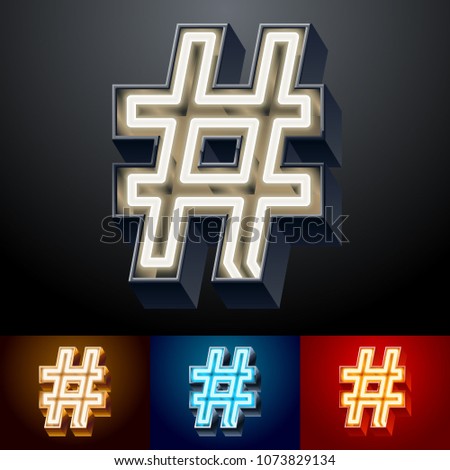 Vector neon glowing Alphabet set. Different colors Font. Symbol
