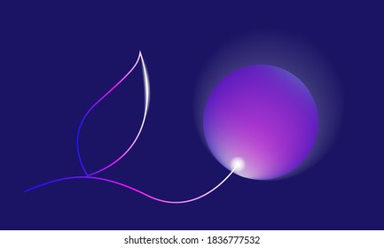 Nenon vectorial brillando bola en forma de flor en un fondo azul.