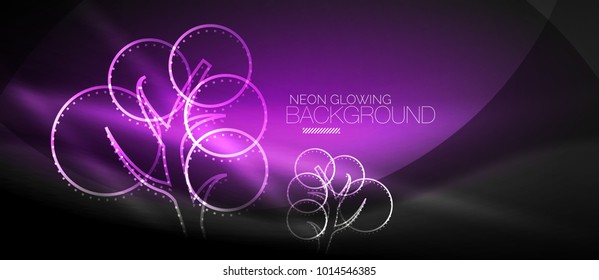 Vector neon glowing tree, nature environmental background