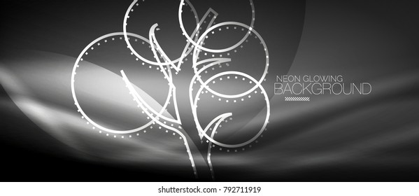 Vector neon glowing tree, nature environmental background