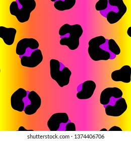 Vector neon gradient animal print. Seamless leopard pattern design for fabric and textile, packaging, web and social media design