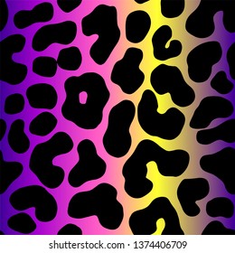 Vector neon gradient animal print. Seamless leopard pattern design for fabric and textile, packaging, web and social media design