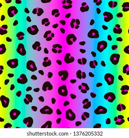 Vector neon gradient animal print. Seamless leopard pattern design for fabric and textile, packaging, web and social media design