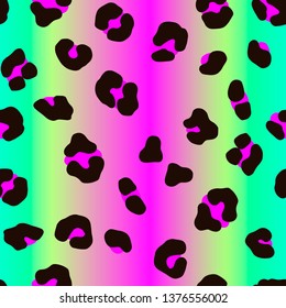 Vector neon gradient animal print. Seamless leopard pattern design for fabric and textile, packaging, web and social media design