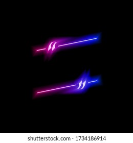 Vector neon gradient blue and pink colorful quote frame isolated on black background, glowing bubble template, abstract lights, multicolored blank border.