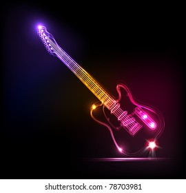 Vector Neon Guitar, Grunge Music