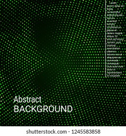 Vector neon halftone texture. Abstract halftone texture with dots. Green minimal abstract background for website, cover, poster, booklet.