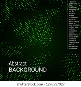 Vector neon halftone texture. Abstract halftone texture with dots. Green minimal abstract background for website, cover, poster, booklet.