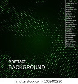 Vector neon halftone texture. Abstract halftone texture with dots. Green minimal abstract background for website, cover, poster, booklet.
