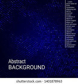 Vector neon halftone texture. Abstract halftone texture with dots. Blue minimal abstract background for website, cover, poster, booklet.