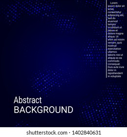 Vector neon halftone texture. Abstract halftone texture with dots. Blue minimal abstract background for website, cover, poster, booklet.