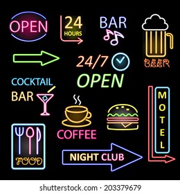 vector neon icon set