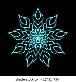 Vector neon illustration of a snowflake. Modern design.