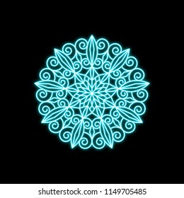 Vector neon illustration of a snowflake. Modern  neon design of openwork winter elements.