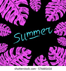 Vector neon isolated  leaf background 
