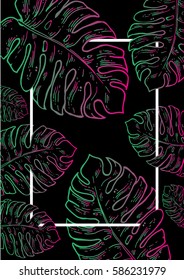 Vector neon  isolated leaf background for posters, covers etc