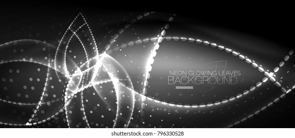 Vector neon leaf background, green energy concept
