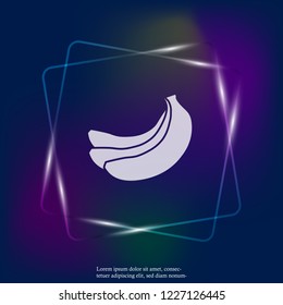 Vector neon light  banana icon. Layers grouped for easy editing illustration. For your design.