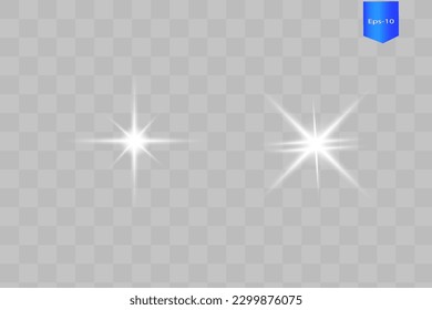 Vector Neon Light Effect. White glowing light explodes .Bright Star. Special line flare light effects for design and decor. Black background.