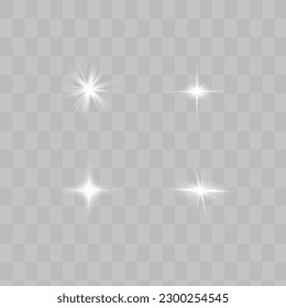 Vector Neon Light Effect. White glowing light explodes .Bright Star. Special line flare light effects for design and decor. Black background.