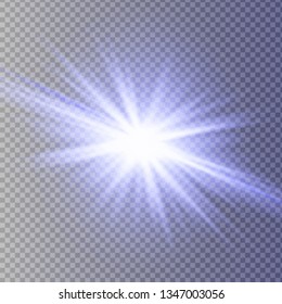Vector Neon Light Effects. Blue glowing light explodes on a transparent background. 