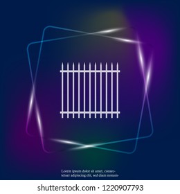 Vector neon light fence icon.  Layers grouped for easy editing illustration. For your design.