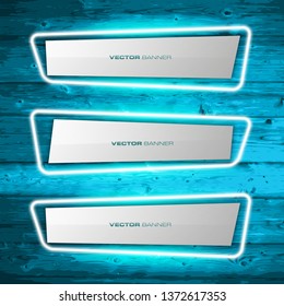 Vector neon light graphic old wood board design banner. Wooden board pattern backgrounds different color. Paper banner neon light board wooden style. Abstract wood table pattern