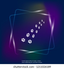 Vector neon light icon animal paw imprint. Paw set illustration. Layers grouped for easy editing illustration. For your design