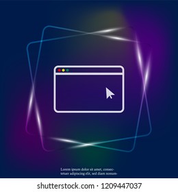 Vector neon light icon of browser window. Layers grouped for easy editing illustration. For your design.