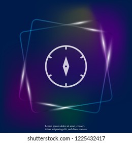 Vector neon light icon of the compass. Illustration of a compass symbol for determining the sides of the world. Layers grouped for easy editing illustration. For your design.