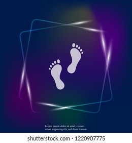 Vector neon light icon of footprint of man. Illustration footprint. Layers grouped for easy editing illustration. For your design.